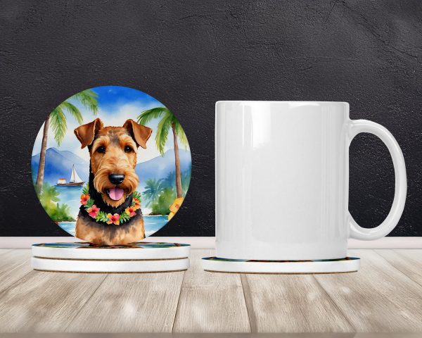 Airedale Terrier Luau Large Sandstone Coasters Pack of 4 Discount - Image 2