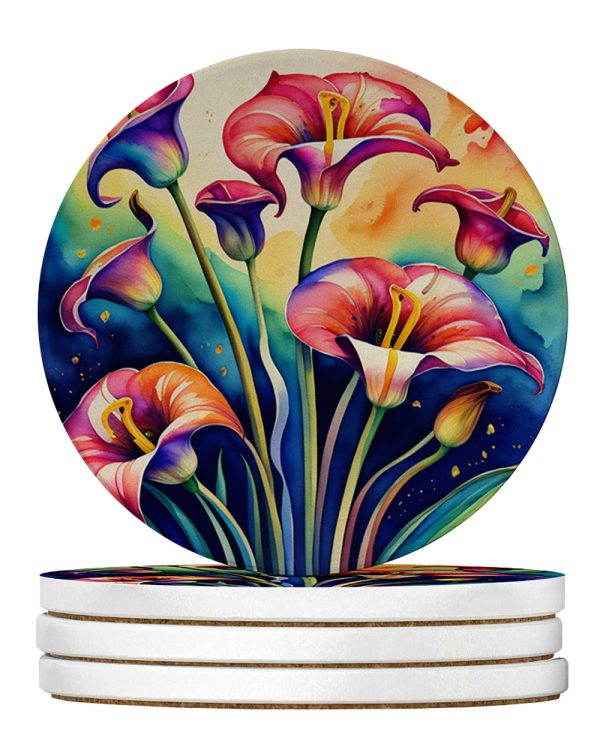 Colorful Calla Lilies Large Sandstone Coasters Pack of 4 on Sale