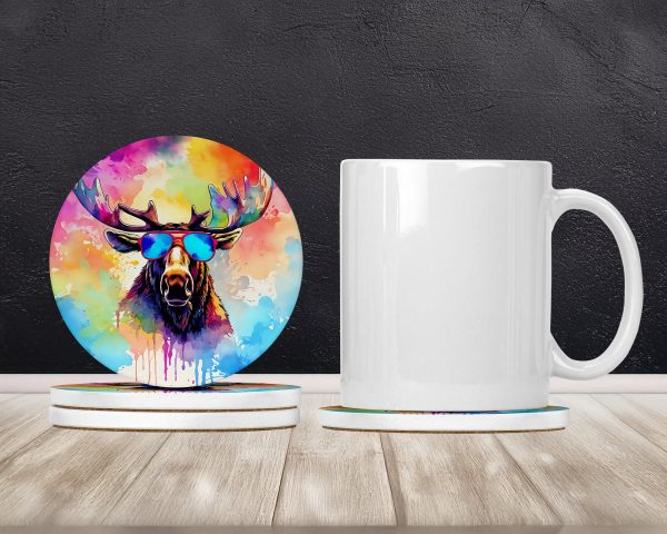 Hippie Animal Moose Large Sandstone Coasters Pack of 4 on Sale - Image 2