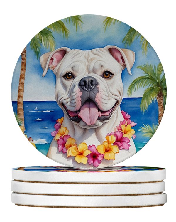 American Bulldog Luau Large Sandstone Coasters Pack of 4 Online