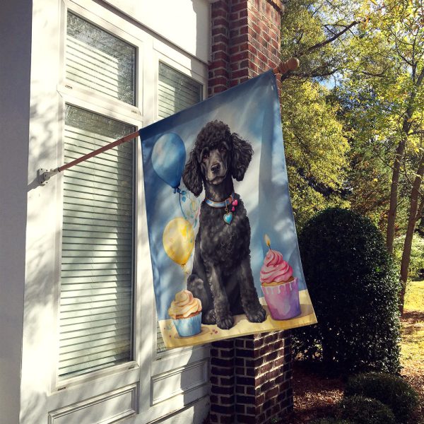 Black Standard Poodle Happy Birthday House Flag Hot on Sale - Image 2