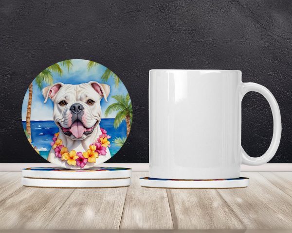 American Bulldog Luau Large Sandstone Coasters Pack of 4 Online - Image 2