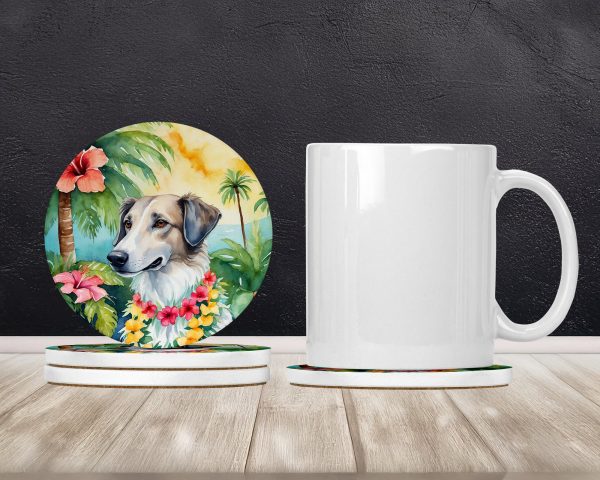Borzoi Luau Large Sandstone Coasters Pack of 4 Cheap - Image 2