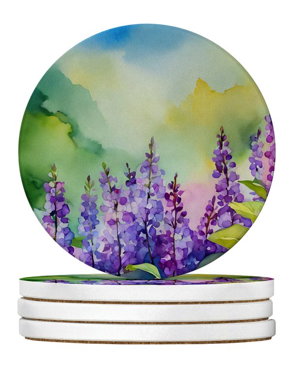 Idaho Syringa in Watercolor Large Sandstone Coasters Pack of 4 Cheap