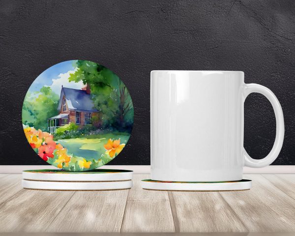 Massachusetts Mayflowers in Watercolor Large Sandstone Coasters Pack of 4 Hot on Sale - Image 2