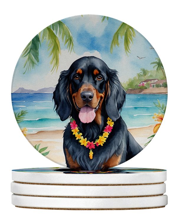 Gordon Setter Luau Large Sandstone Coasters Pack of 4 Hot on Sale