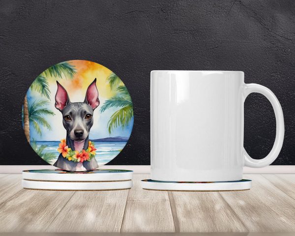 American Hairless Terrier Luau Large Sandstone Coasters Pack of 4 Cheap - Image 2