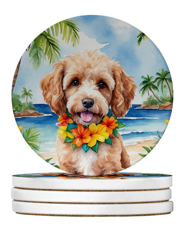 Cockapoo Luau Large Sandstone Coasters Pack of 4 Online Sale