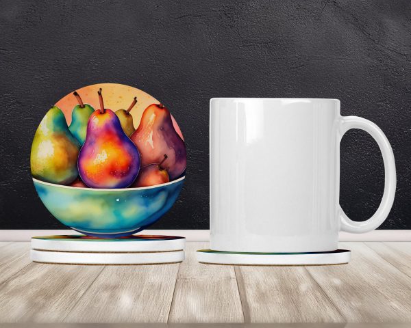 Colorful Pears Large Sandstone Coasters Pack of 4 For Cheap - Image 2