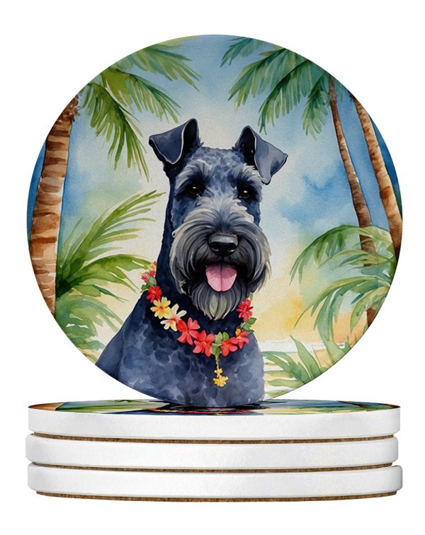 Kerry Blue Terrier Luau Large Sandstone Coasters Pack of 4 For Cheap