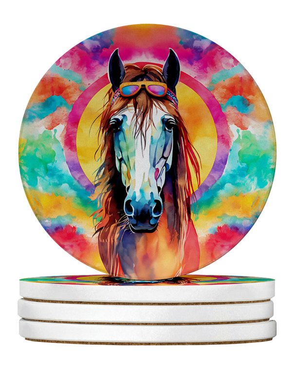 Hippie Animal Horse Large Sandstone Coasters Pack of 4 For Cheap