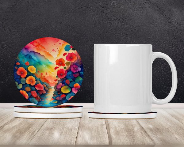 Colorful Begonias Large Sandstone Coasters Pack of 4 Sale - Image 2