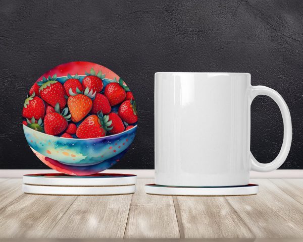 Colorful Strawberries Large Sandstone Coasters Pack of 4 For Discount - Image 2