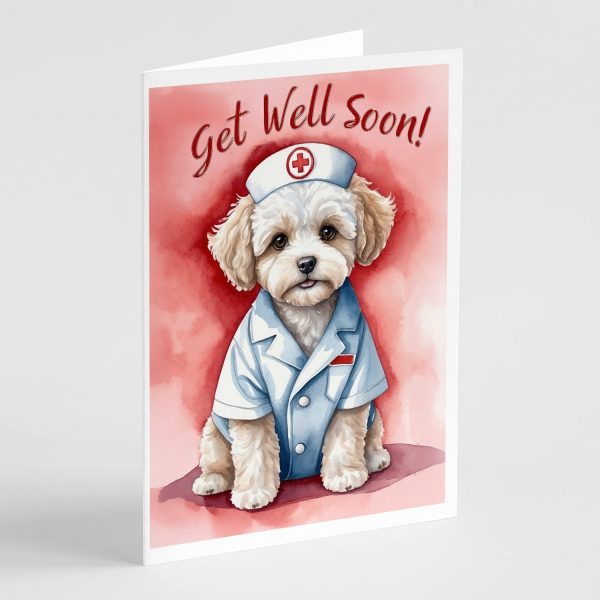 Maltipoo Get Well Soon Greeting Cards Pack of 8 For Discount