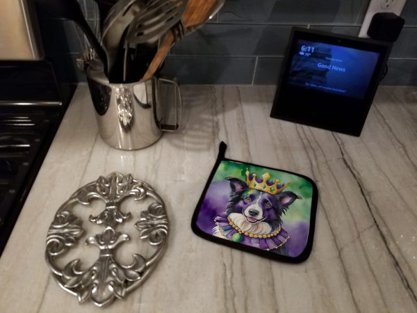 Border Collie King of Mardi Gras Pair of Pot Holders Online Sale - Image 3