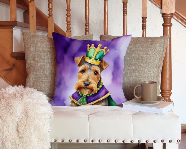 Welsh Terrier King of Mardi Gras Throw Pillow For Sale - Image 3