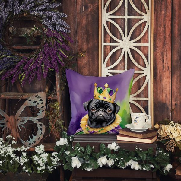 Black Pug King of Mardi Gras Throw Pillow For Cheap - Image 5
