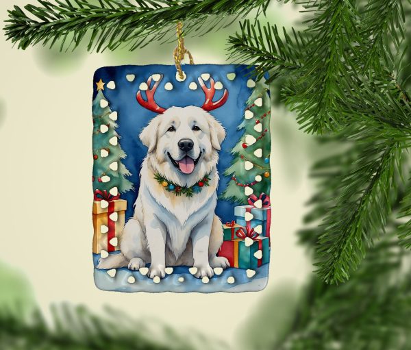 Great Pyrenees Christmas Reindeer Porcelain Ornament For Discount - Image 2