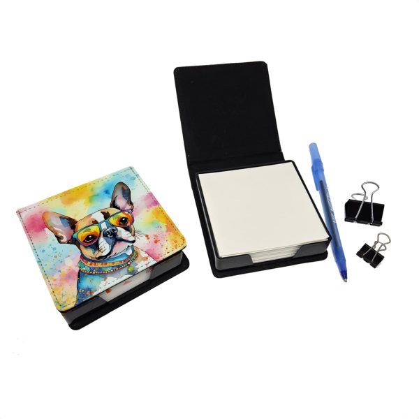 Boston Terrier Hippie Dawg PU Leather Note Paper Holder Online now - Image 2