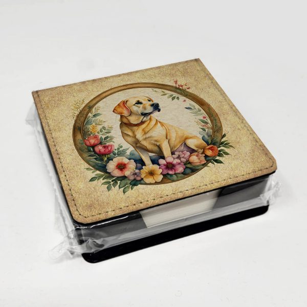 Yellow Labrador Retriever and Flowers PU Leather Note Paper Holder For Discount - Image 4
