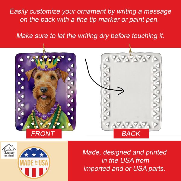 Irish Terrier King of Mardi Gras Porcelain Ornament on Sale - Image 3