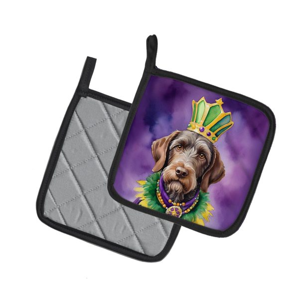 German Wirehaired Pointer King of Mardi Gras Pair of Pot Holders Online Sale - Image 2