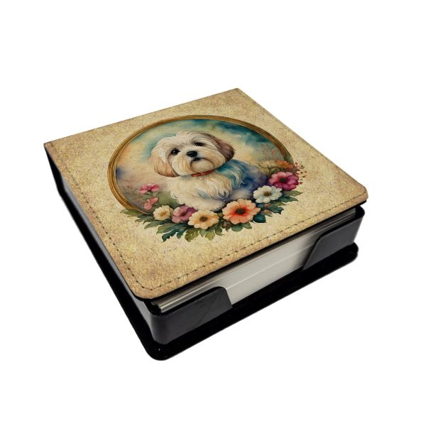 Coton De Tulear and Flowers PU Leather Note Paper Holder Hot on Sale