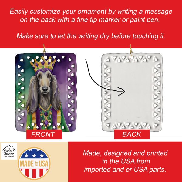 Afghan Hound King of Mardi Gras Porcelain Ornament Discount - Image 3