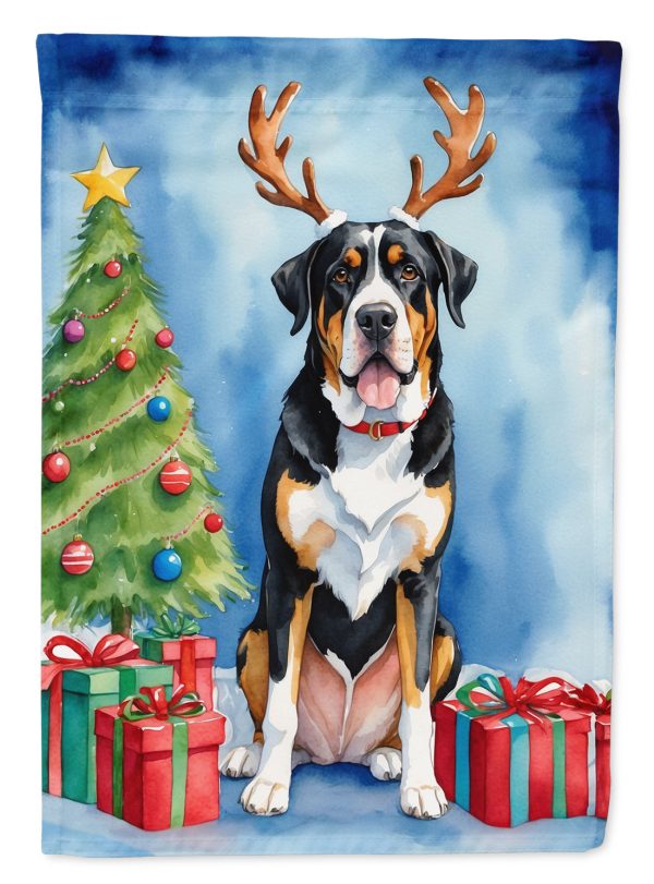 Greater Swiss Mountain Dog Christmas Reindeer House Flag Sale