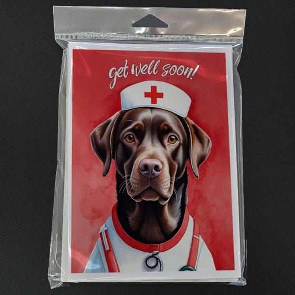 Chocolate Labrador Retriever Get Well Soon Greeting Cards Pack of 8 Sale - Image 3
