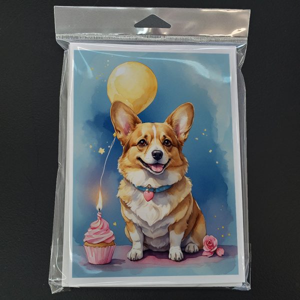 Corgi Happy Birthday Greeting Cards Pack of 8 For Discount - Image 3