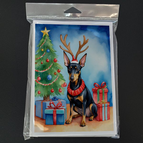 Manchester Terrier Christmas Reindeer Greeting Cards Pack of 8 Online Sale - Image 3