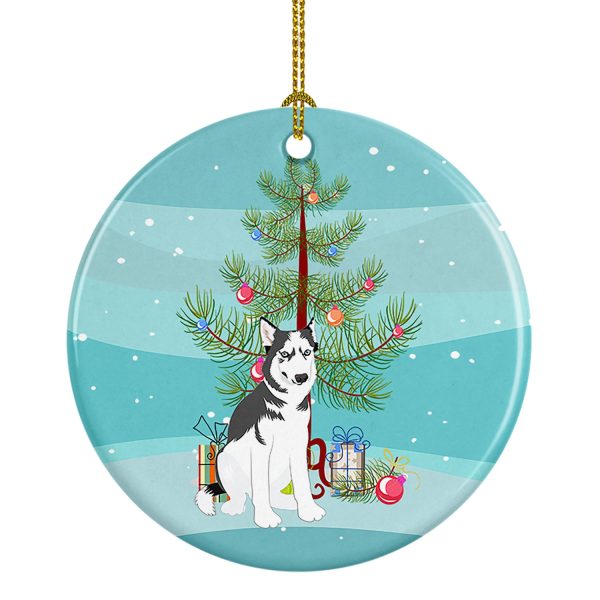 Siberian Husky Silver and White #2 Christmas Ceramic Ornament Online