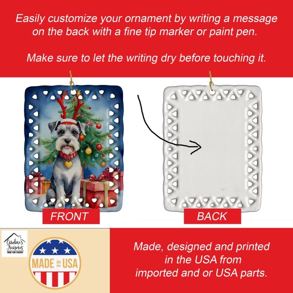 Schnauzer Christmas Reindeer Porcelain Ornament Fashion - Image 3