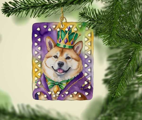 Akita King of Mardi Gras Porcelain Ornament For Cheap - Image 2