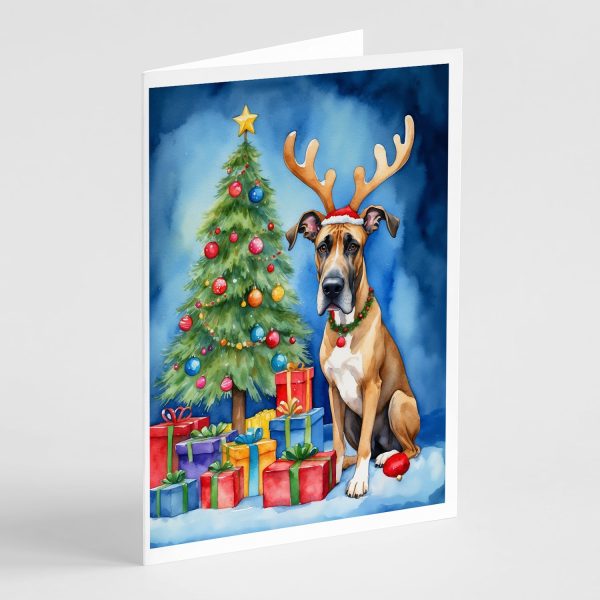 Great Dane Christmas Reindeer Greeting Cards Pack of 8 Online now