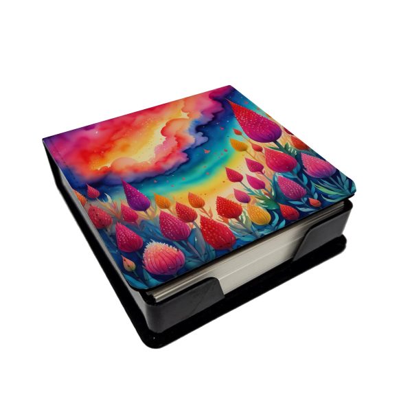 Colorful Celosia PU Leather Note Paper Holder on Sale