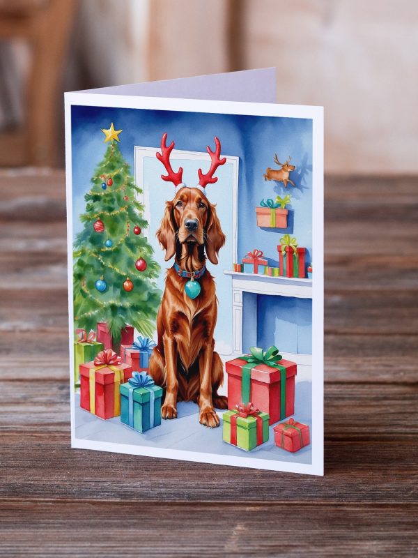 Irish Setter Christmas Reindeer Greeting Cards Pack of 8 Cheap - Image 2