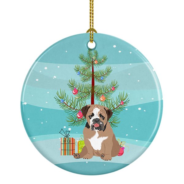 English Bulldog Tricolor #4 Christmas Ceramic Ornament Online now