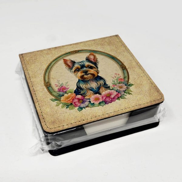 Yorkshire Terrier and Flowers PU Leather Note Paper Holder Cheap - Image 4