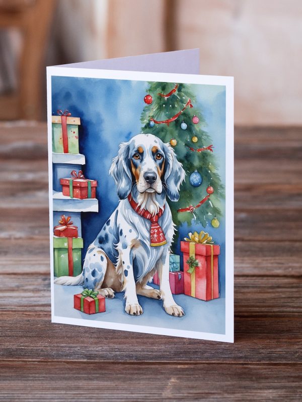 English Setter Christmas Reindeer Greeting Cards Pack of 8 Fashion - Image 2