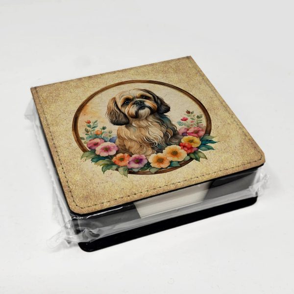 Lhasa Apso and Flowers PU Leather Note Paper Holder on Sale - Image 4