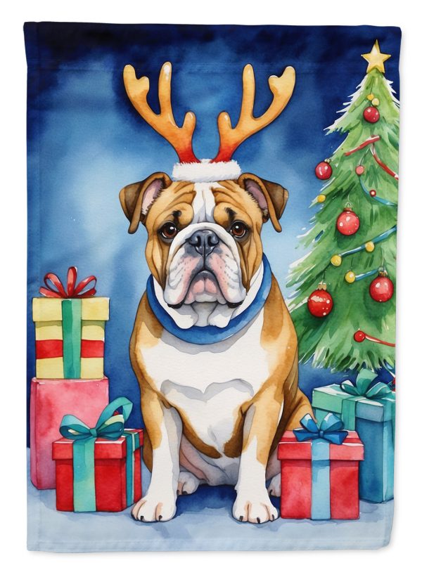 English Bulldog Christmas Reindeer House Flag Online Sale
