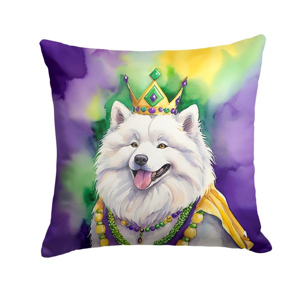Samoyed King of Mardi Gras Throw Pillow on Sale
