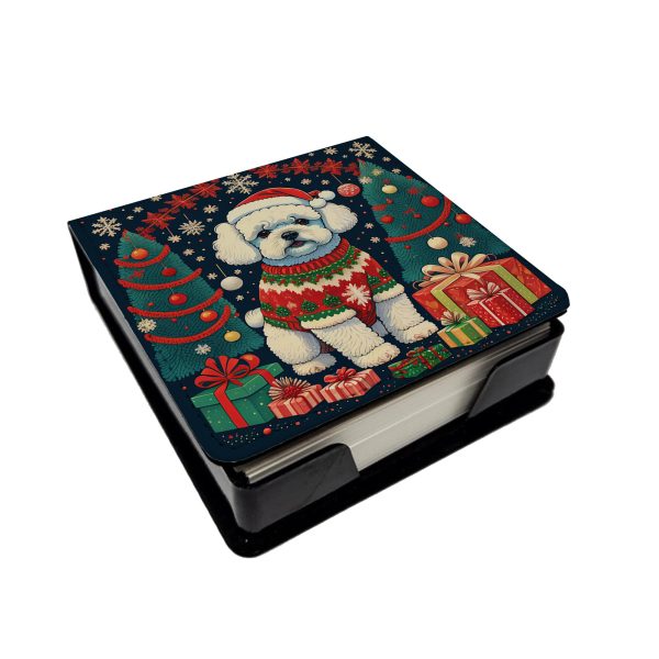 Bichon Frise Christmas PU Leather Note Paper Holder Supply