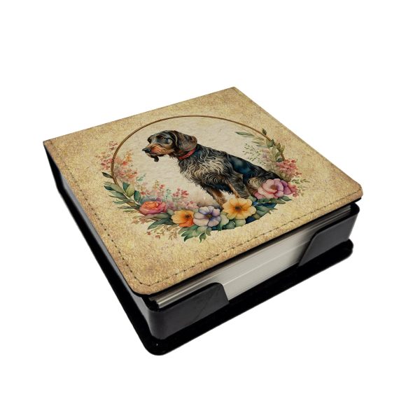 German Wirehaired Pointer and Flowers PU Leather Note Paper Holder Discount