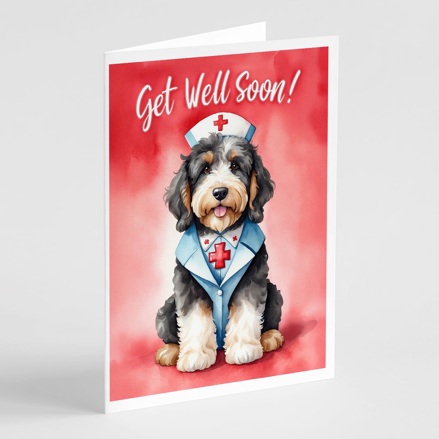 Bernedoodle Get Well Soon Greeting Cards Pack of 8 Discount