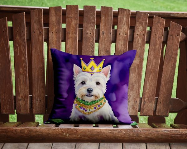 Westie King of Mardi Gras Throw Pillow Online Sale - Image 2