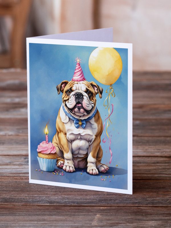 English Bulldog Happy Birthday Greeting Cards Pack of 8 Online now - Image 2