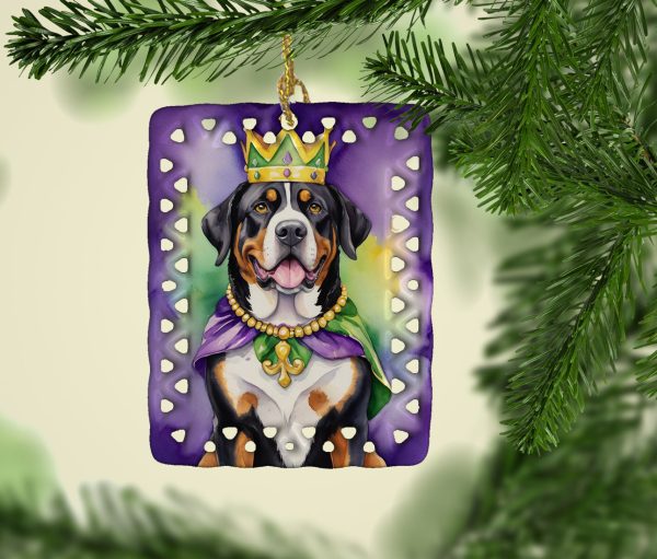 Greater Swiss Mountain Dog King of Mardi Gras Porcelain Ornament For Discount - Image 2